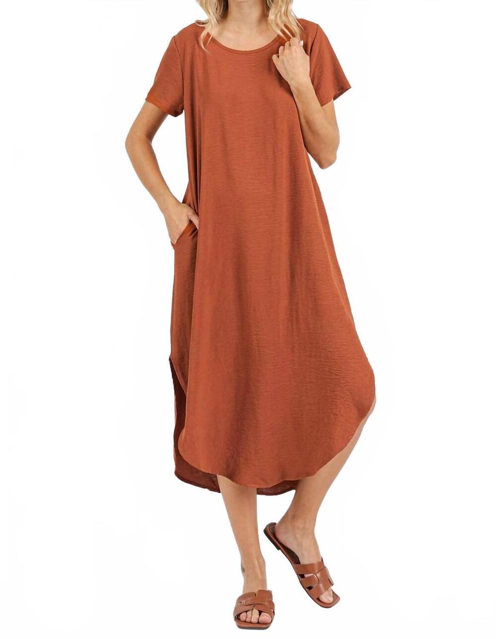NEW MITTOSHOP belle short sleeve midi dress in copper